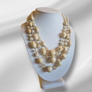 STATEMENT Vintage 50's JAPAN White/Cream Imitation Pearl Necklace.